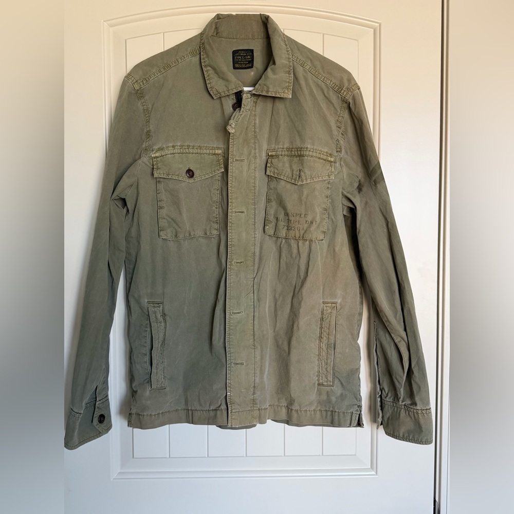 Lucky Brand & Co Type L-54C Jacket Olive Green American Flag Military